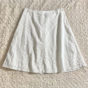 Y2K Casual Studio White Cotton Eyelet Tea Length Skirt Small Size 4